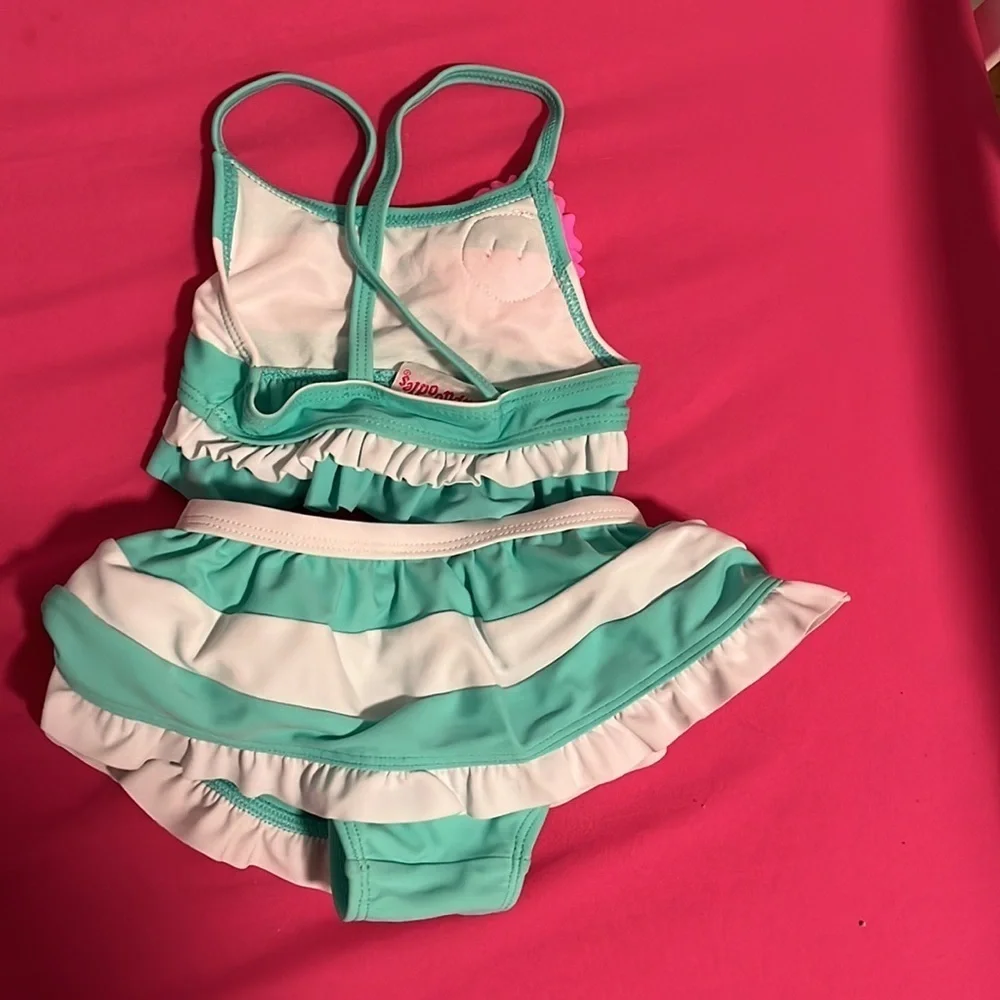 NWOT FLAPPDOODLES striped bikini 12 months